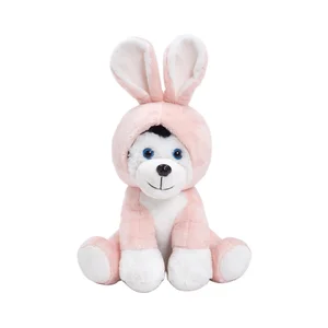 Custom Lovely Plush Sitting Bunny and Dog Toys Soft Stuffed Rabbit with PP Cotton Filling