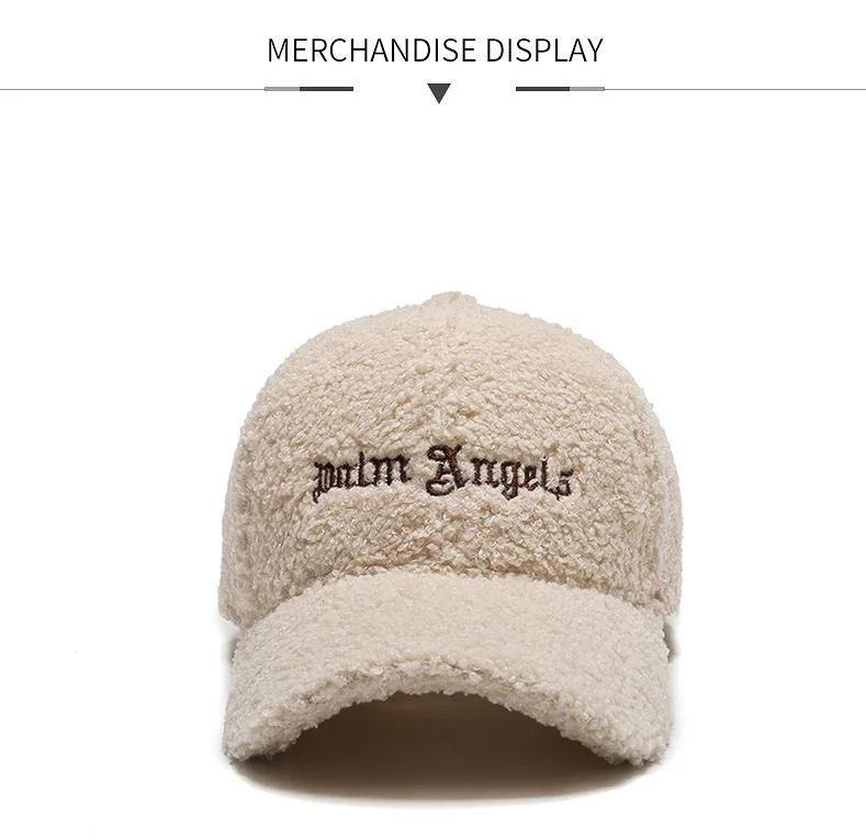 Custom embroidered winter sports caps for men women plain warm lamb wool furry baseball cap