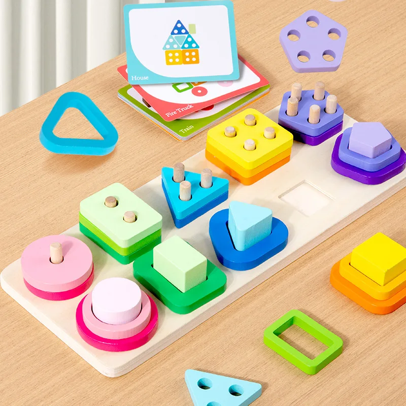 Деревянные игрушки в духе Монтессори для детей, развивающие координацию глаз и рук, логическое мышление, обучающие головоломки для раннего развития