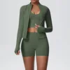 Green jacket+shorts+bra