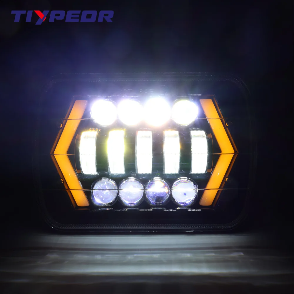 product tiypeor motorcycle car headlight 7inchled drl brightest for toyota pickup truck hi lo beam halo light car motorcycle accessories-5