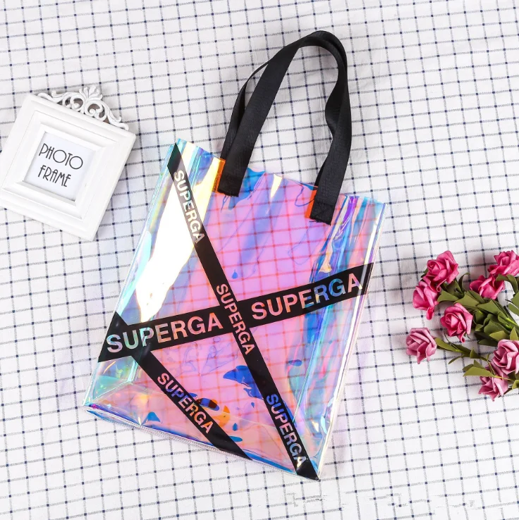 2024 Unisex Holographic Transparent PVC Tote Bag