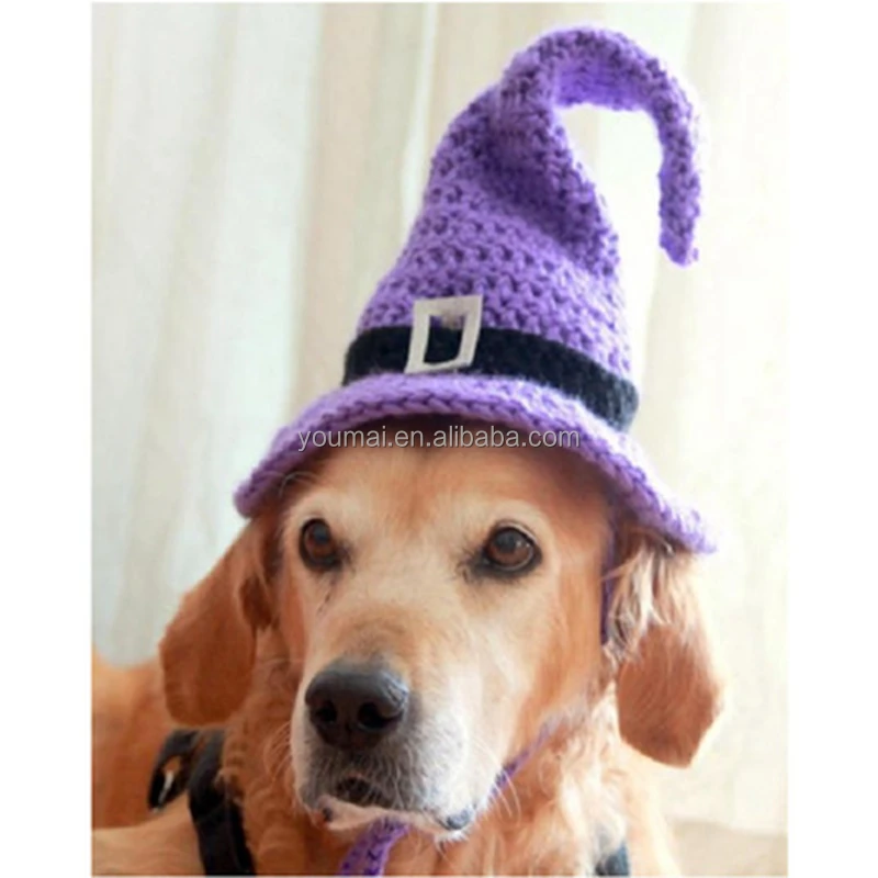 Halloween Handmade Acrylic Luxury Crochet Pet Dog Hat Witch Sorceress Hats