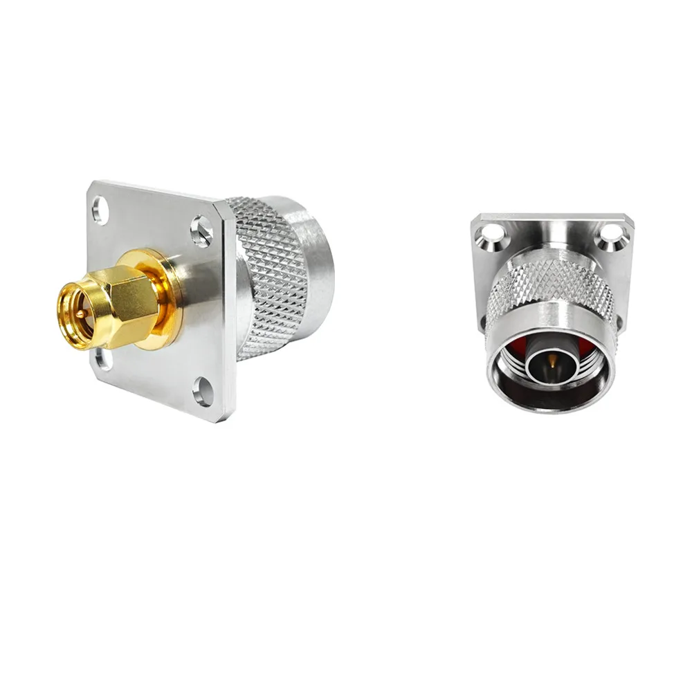RF Coaxial Connector N Type Connector N Male Plug  4 Hole Flange to SMA Male Plug Adapter