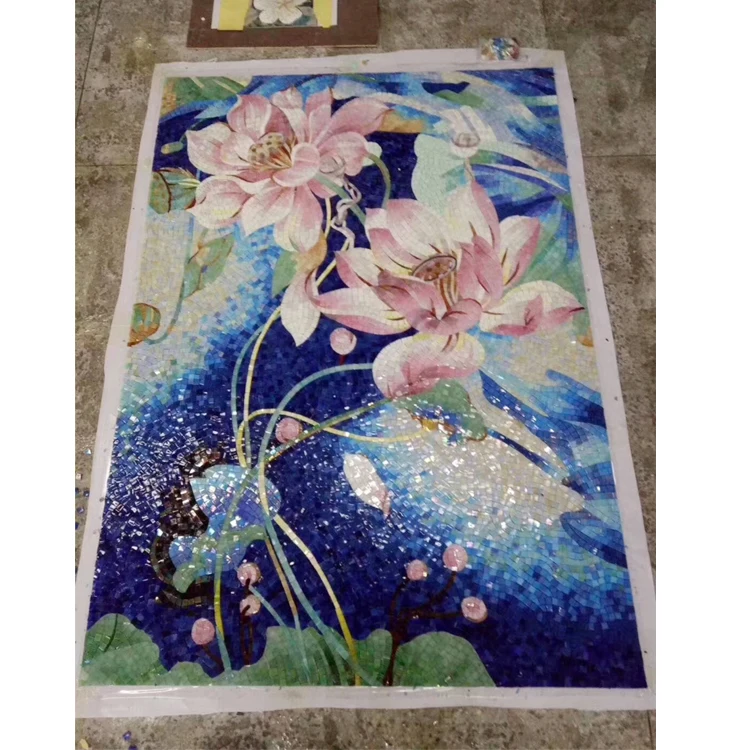 Decorative Flower Pattern Mosaic Tiles Wall Decoration
