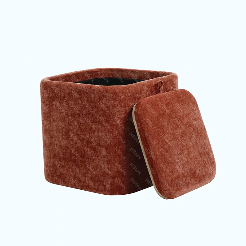 Storage Stool Soft Skin-Friendly Ottoman Velvet Upholstery Multi-Purpose Stool Seat Entry Hotel Living Room