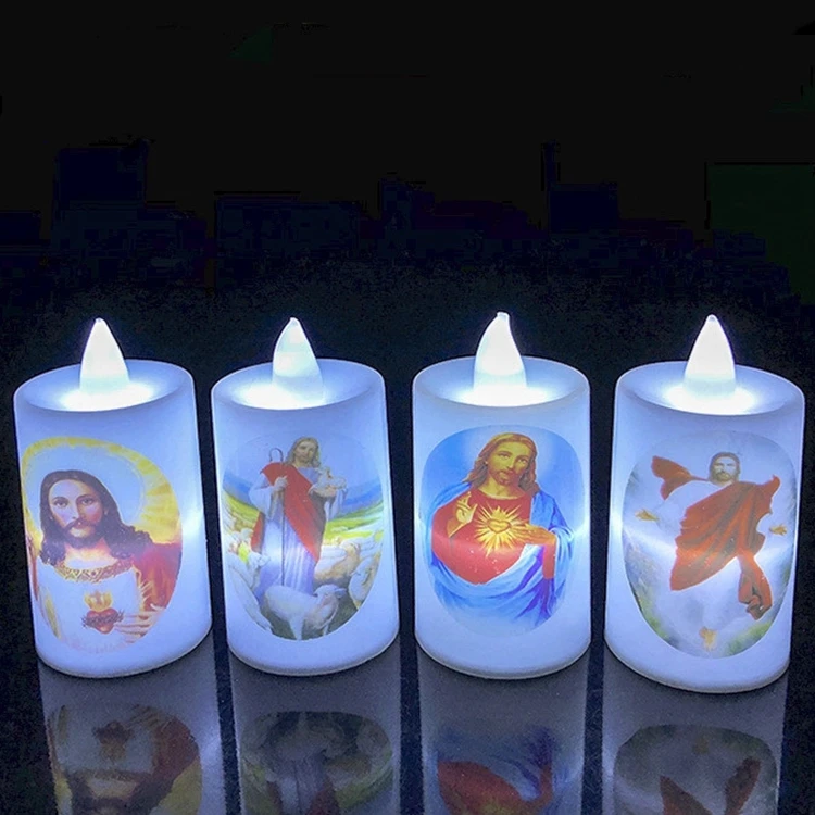Sacred Heart Of Jesus Led Flameless Devotion Prayer Candle Religious