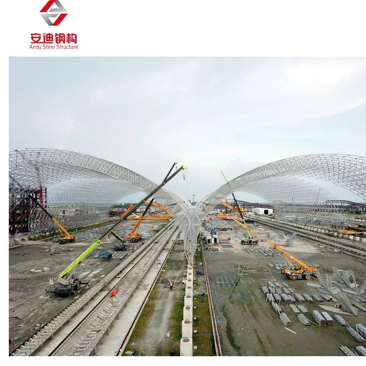 Galvanized Steel Space Grid Frame Truss Dome Structure Dry Coal Shed in Power Plant