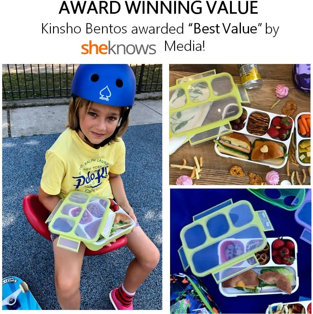 Bento Lunch Box Set Snack Container 4 Compartment Box Leakproof School