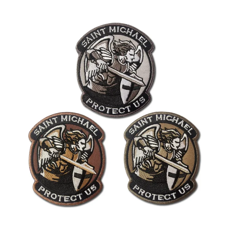 St Michael Protect Us Taktischer Aufnäher – Bestickt, 120x90 Mm, Mit Klettverschluss, Für Airsoft & Paintball