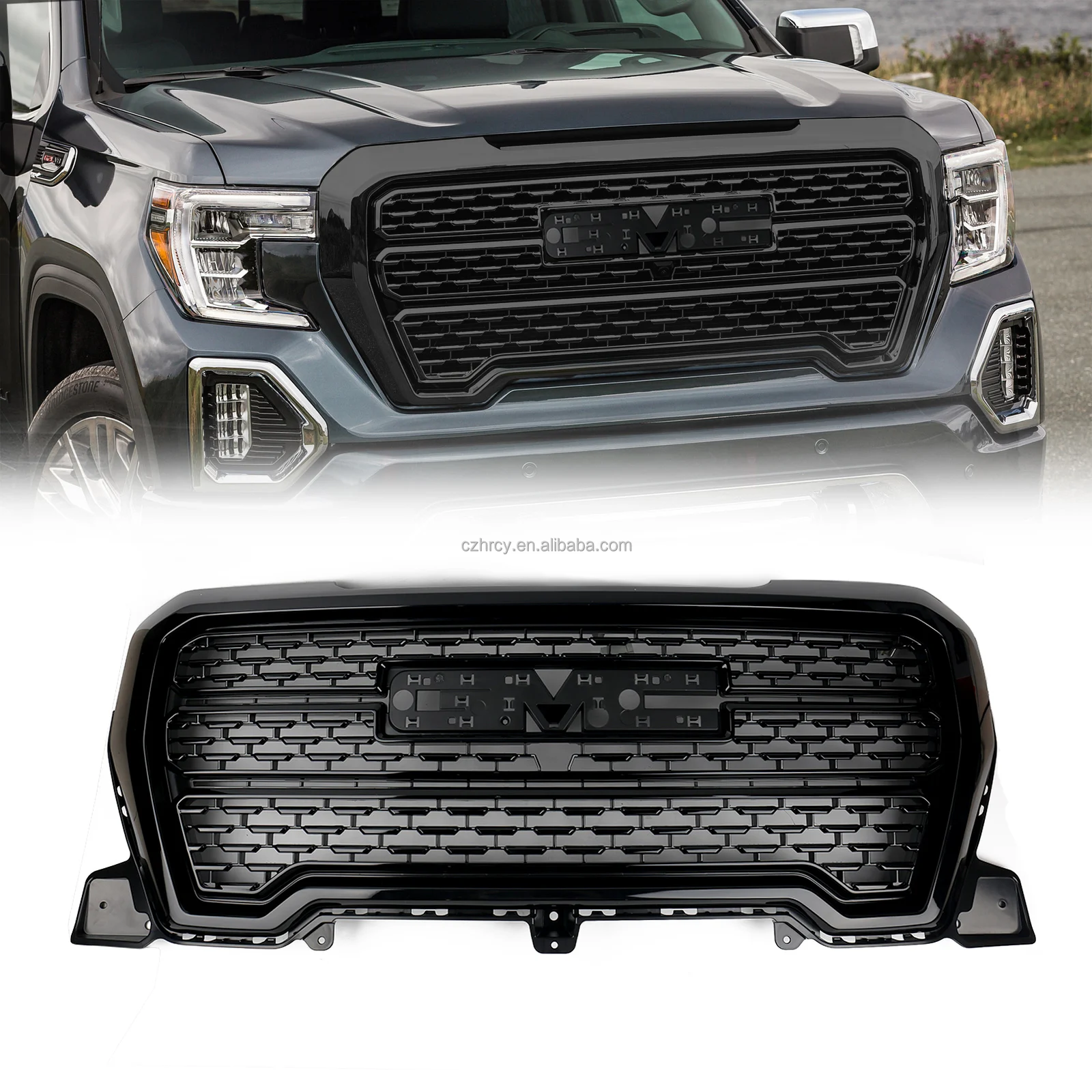 Auto Replacement Parts Gmc Grille Full Black Grille For Gmc Sierra 1500 ...