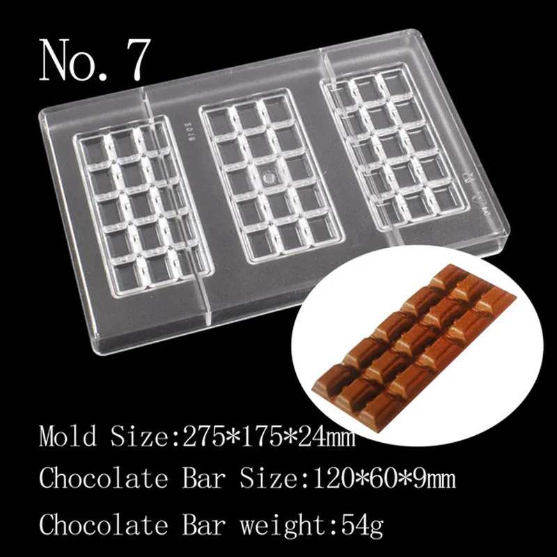 3D Chocolate Bar Molds Polycarbonate Tray Plastic Moldes Para