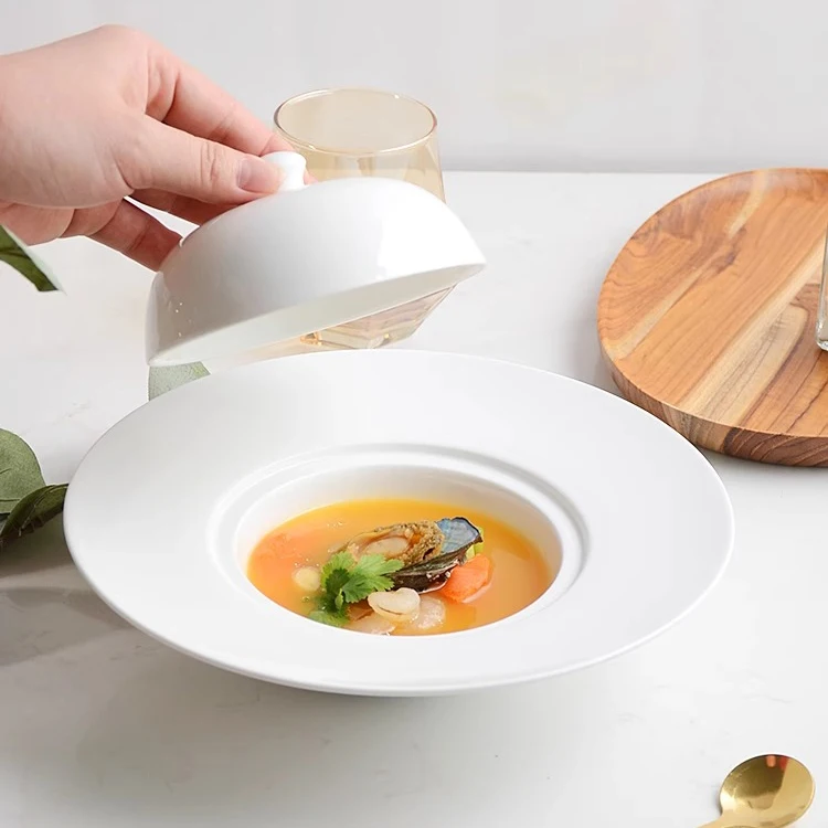 Juego de platos de cerámica de estilo francés CHAODA para cocina francesa,  cuenco de porcelana fina con tapa, platos de sopa de estilo europeo