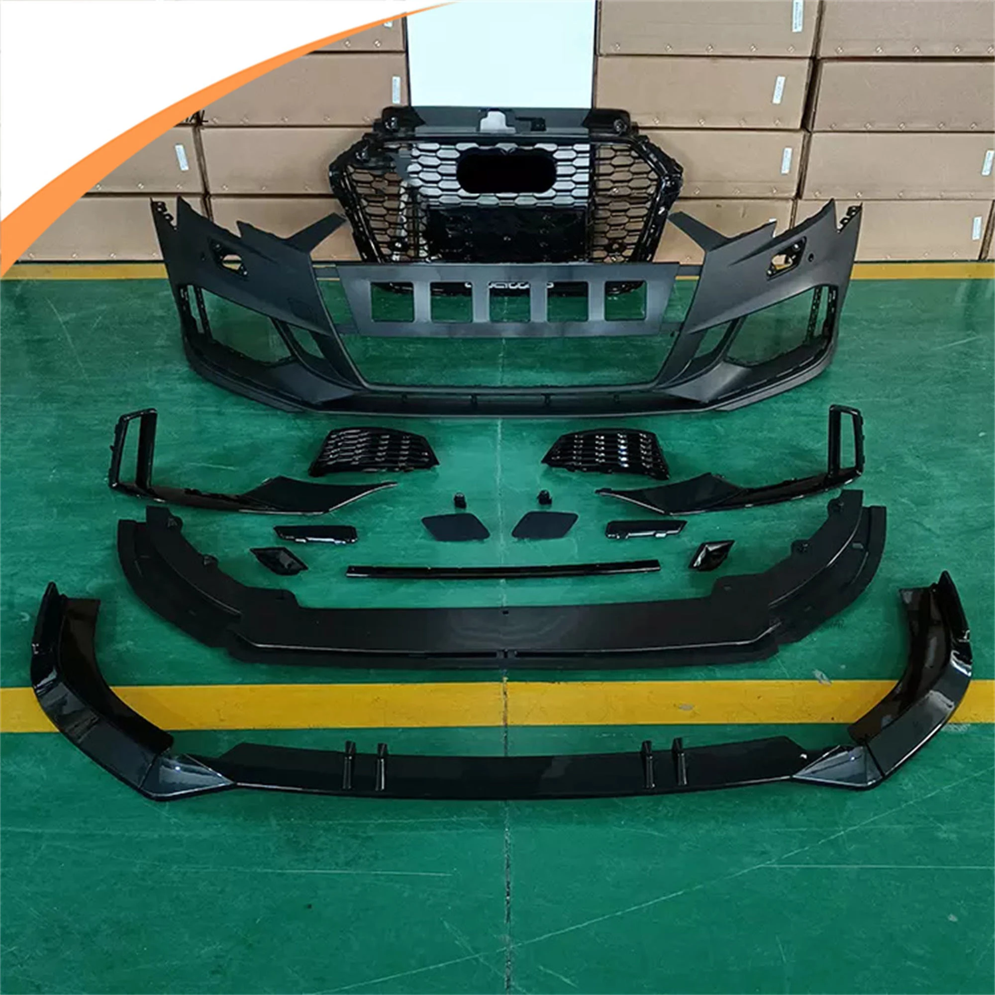 Car Body Kit For Audi A3 2017-2020 Accessories Front Bumper Grills Side ...