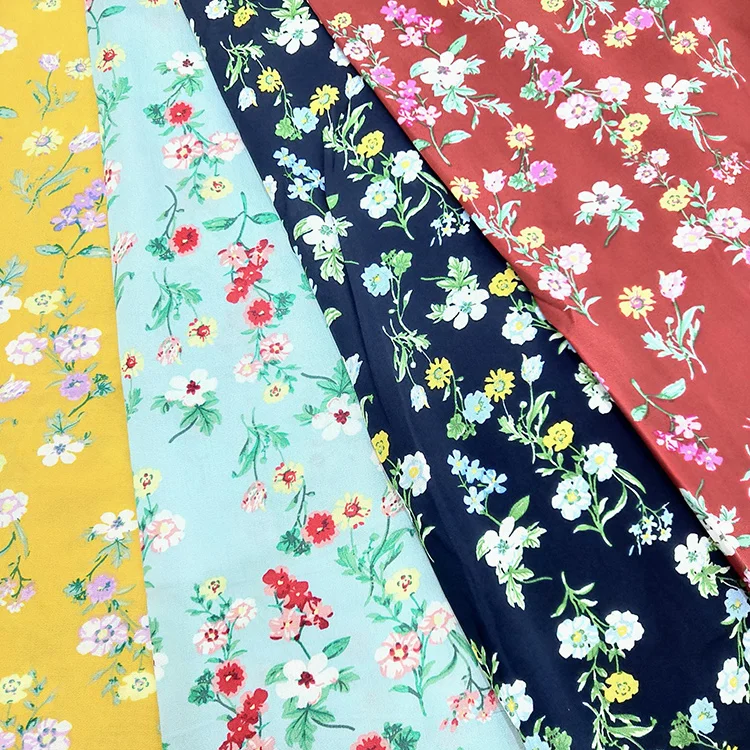 В наличии разблокированная ткань из поплина из искусственного шелка с цветочным принтом Challis Spun, ткань из 100% вискозы с принтом для платьев