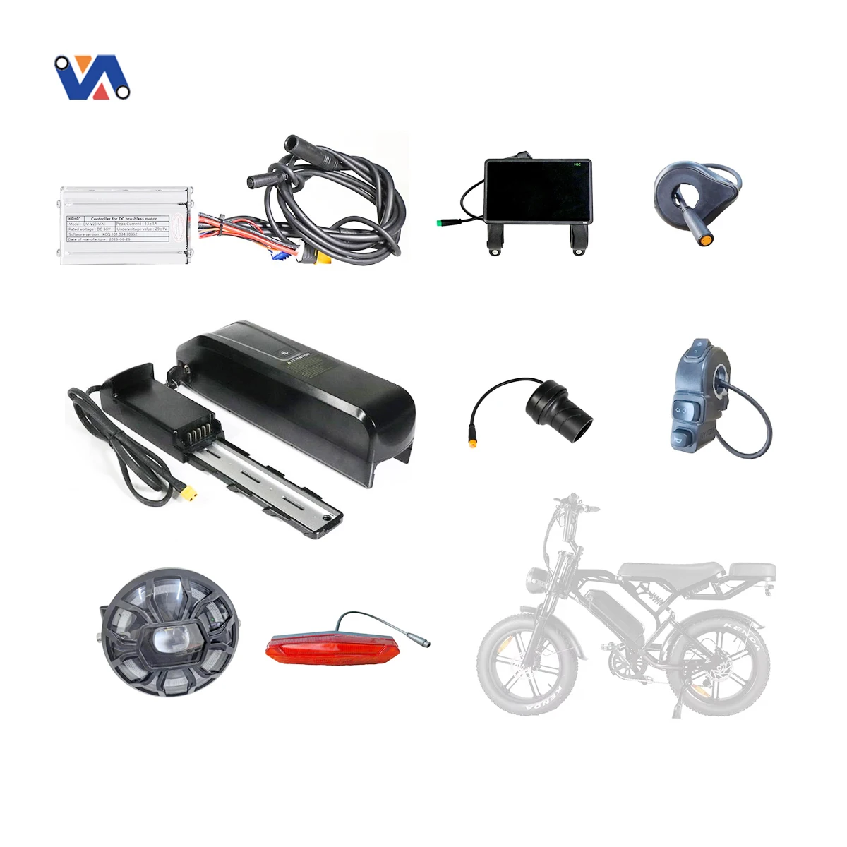 Noua imagine V20 Bicicletă Electrică Reparație piese Kit conversie E-bike Accesorii biciclete Baterii Controlere Motoare Accelerator Lumină