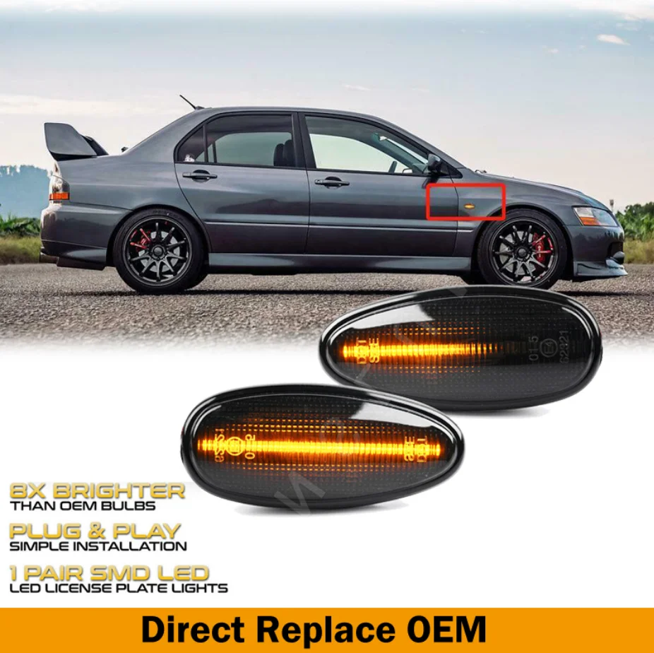 Mitsubishi Outlander Lancer Freeca Pajero Galant Magna Airtrek LED Dynamic Side Marker Turn Signal