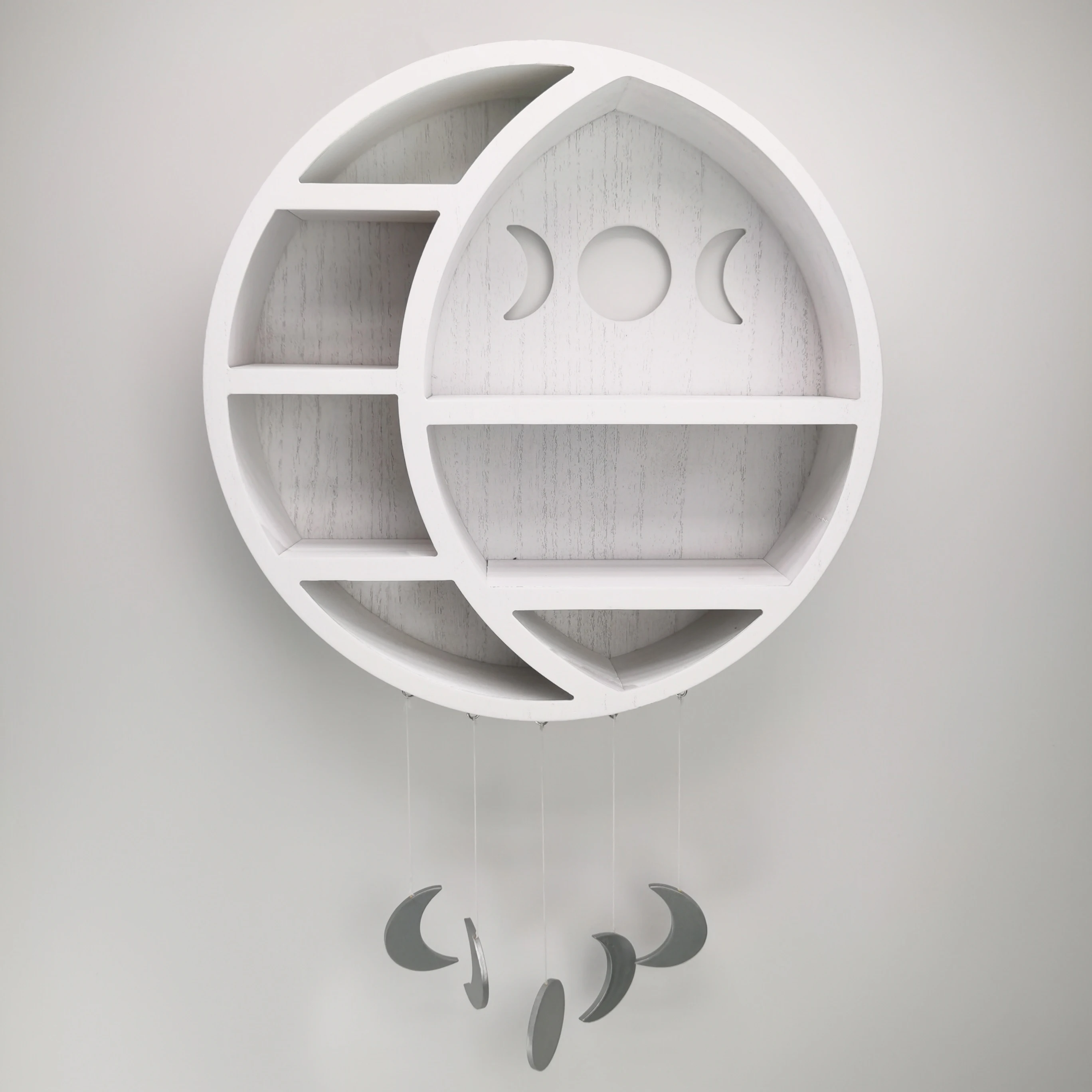 Essential Oil Small Plant Gothic Witchy Crescent White Moon Shelf for Crystals Stone