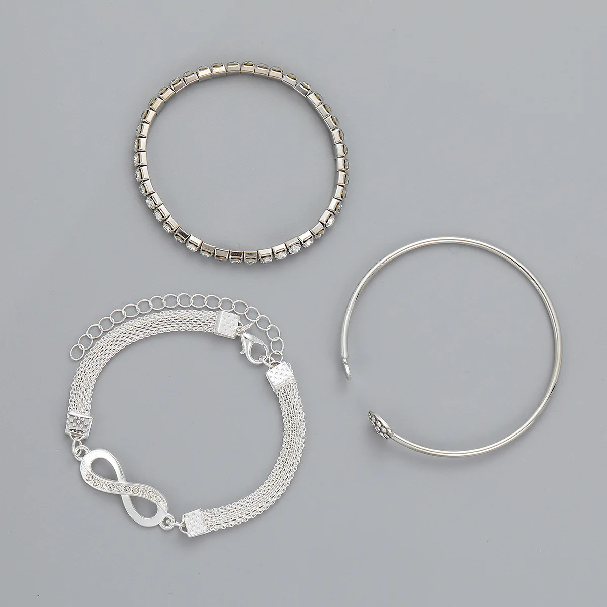 NEWITIN 2-Pack Rhinestone Cuff Bracelets For Women - Silver Adjustable Crystal Multilayer Bangle For Wedding, Party, Dance, Or Everyday Sparkle