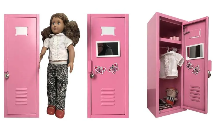 Armoire De Poupée COSMEVIVI – Mini Dressing Rose Avec LED, Portes Et Tiroirs, Plastique, Portable – Cadeau Enfant