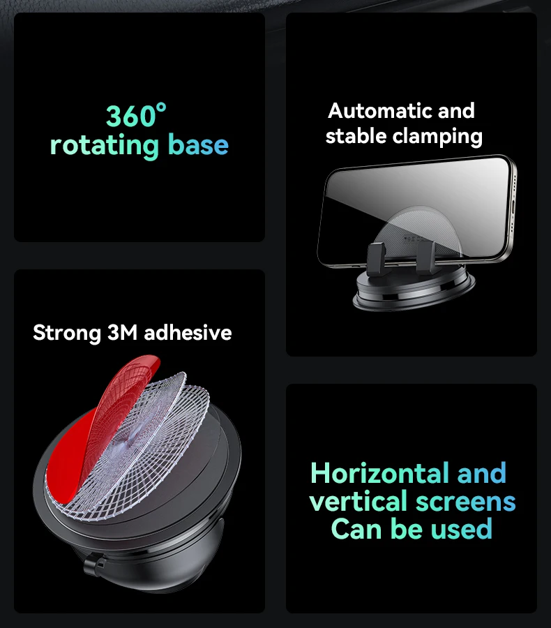 Yesido C268 360 Rotating Base Silicone Anti-slip Adsorption Automatic and Stable Clamping Car Dashboard Phone Holder