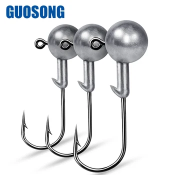Cheery Wholesale Natural Color Jig Head Hooks 1g-20g Soft Lure Round Ball Clamps Carp Fishing Hooks – Soft Lure – view 5