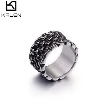 KALEN Fashion Biker Ring Silver Anillos Acero Inoxidable Vintage Stainless Steel Ring For Men