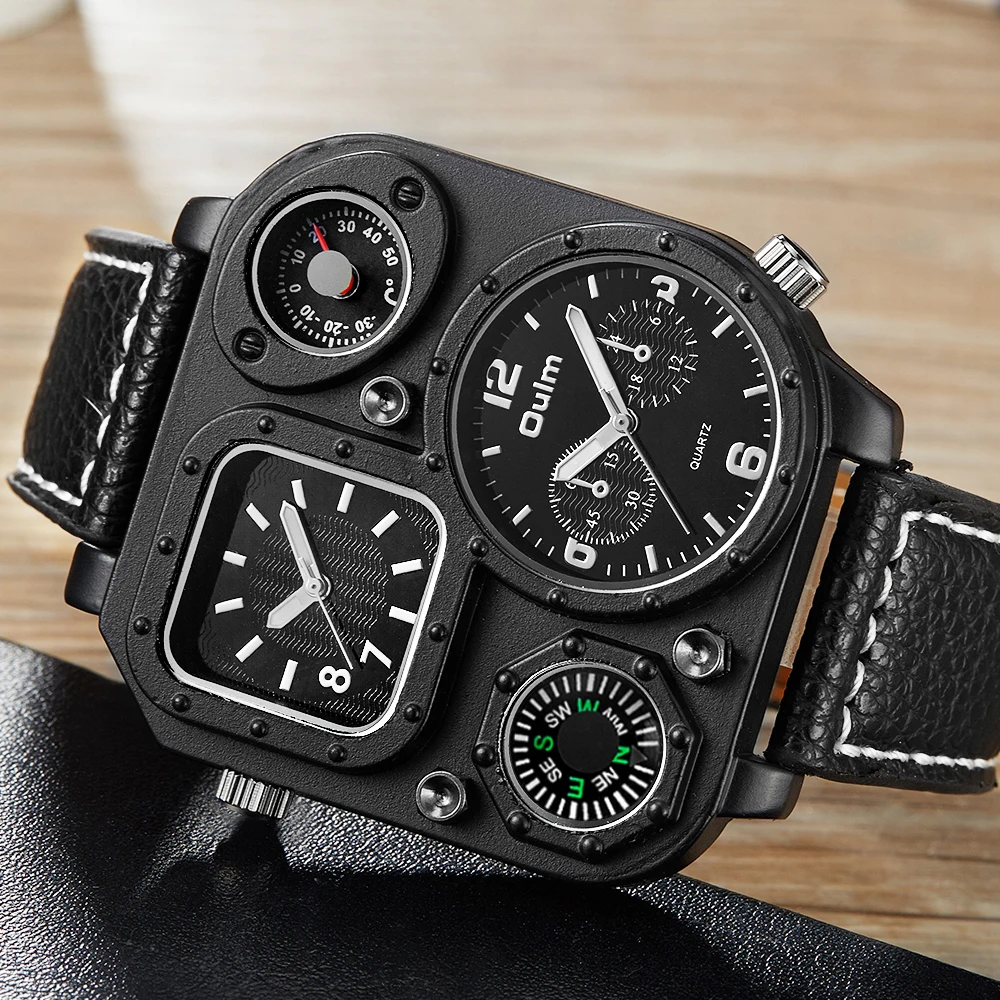 OULM 1169 Oversize Square Watch Men's Quartz Analog Clock