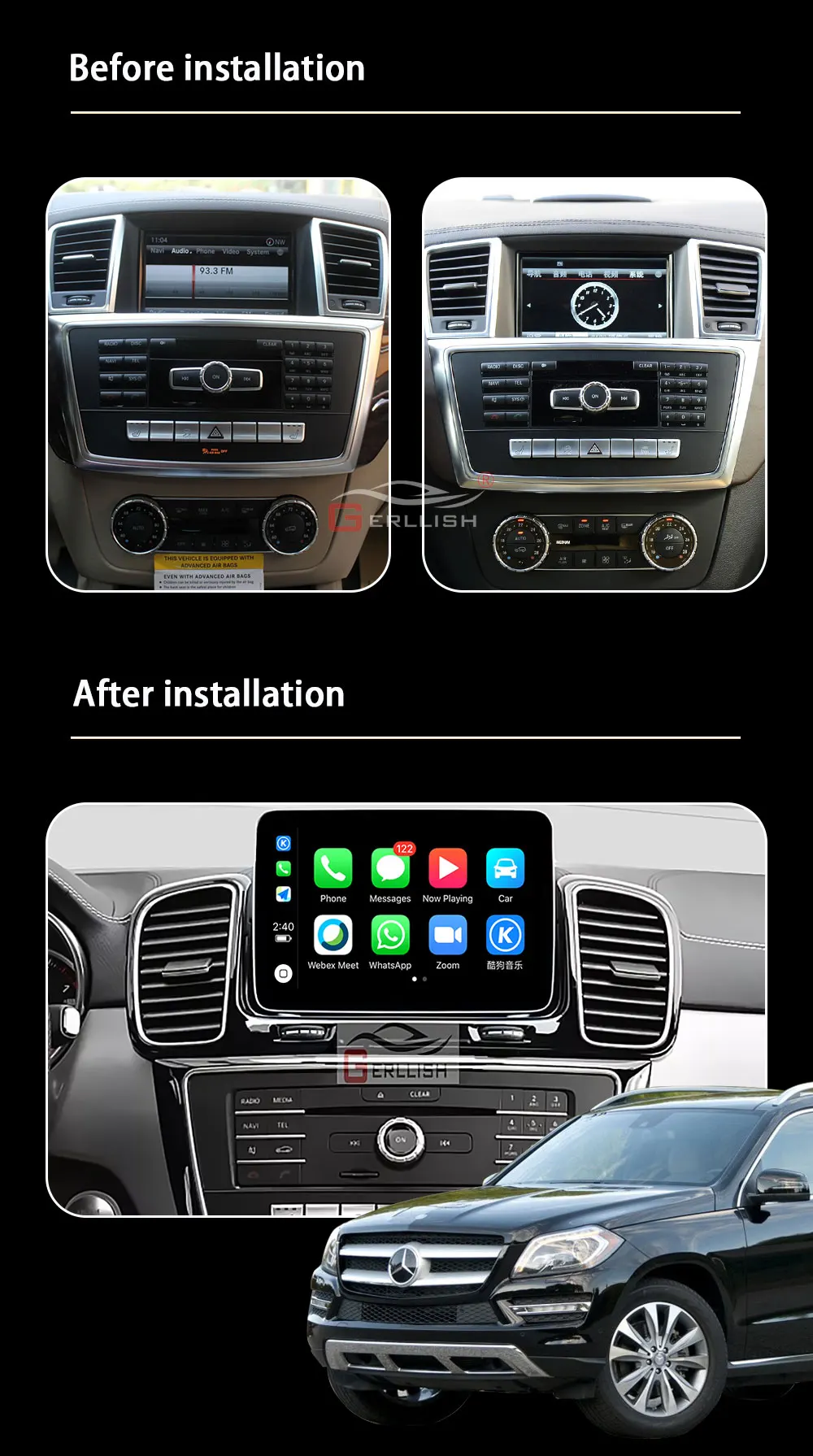 Android Multimedia for Mercedes Benz M ML W166 GL X166 GLE W166 Car Radio Multimedia Video Player Navigation Stereo GPS