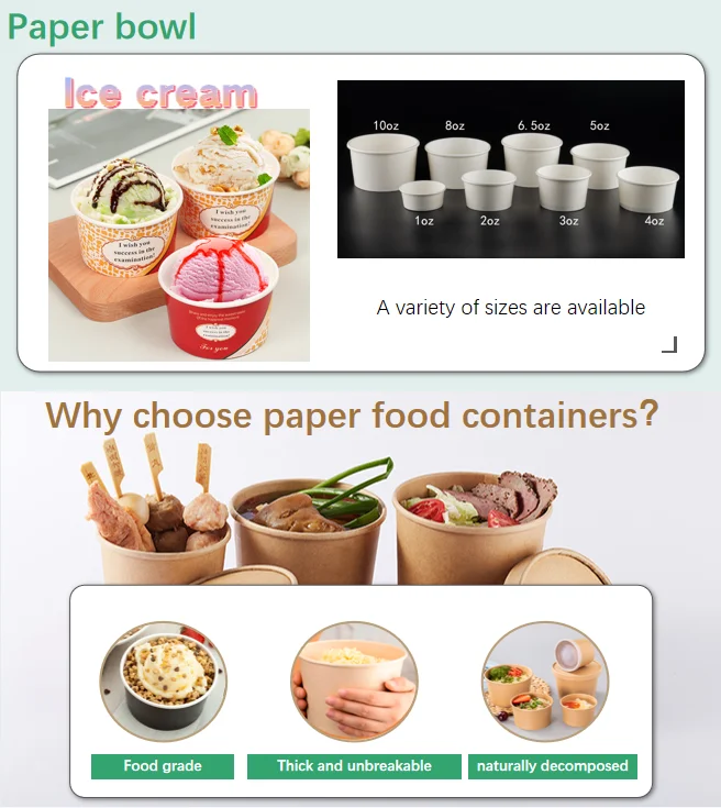 Kraft Disposable Paper Bowl Ice Cream Paper Hot Soup Cup Eco Friendly ...