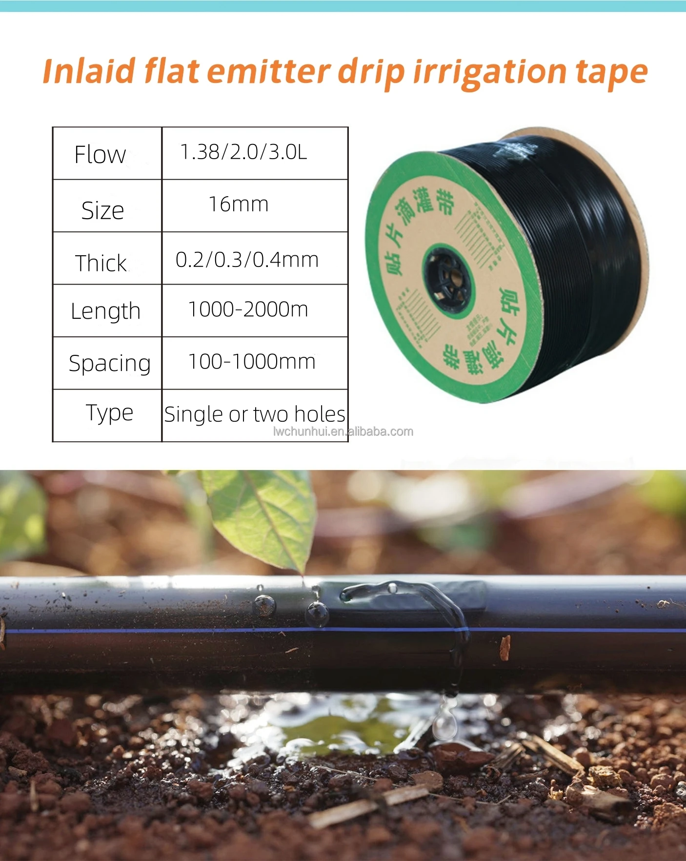 Drip Irrigation System Tape Drip Tape With Flat Dripper Farm Irrigation ...