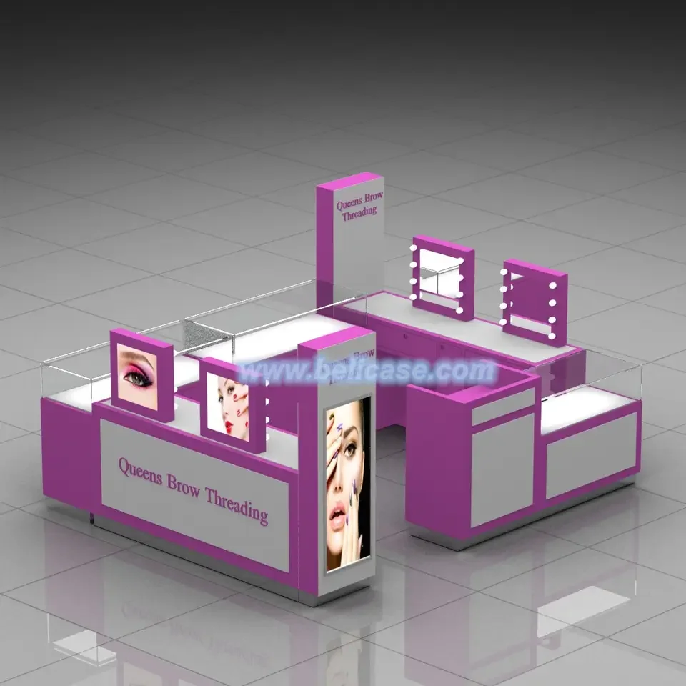 Shopping Mall New Design Eyebrow Bar with Led Light Fashionable Eyebrow Threading Kiosk for Sale