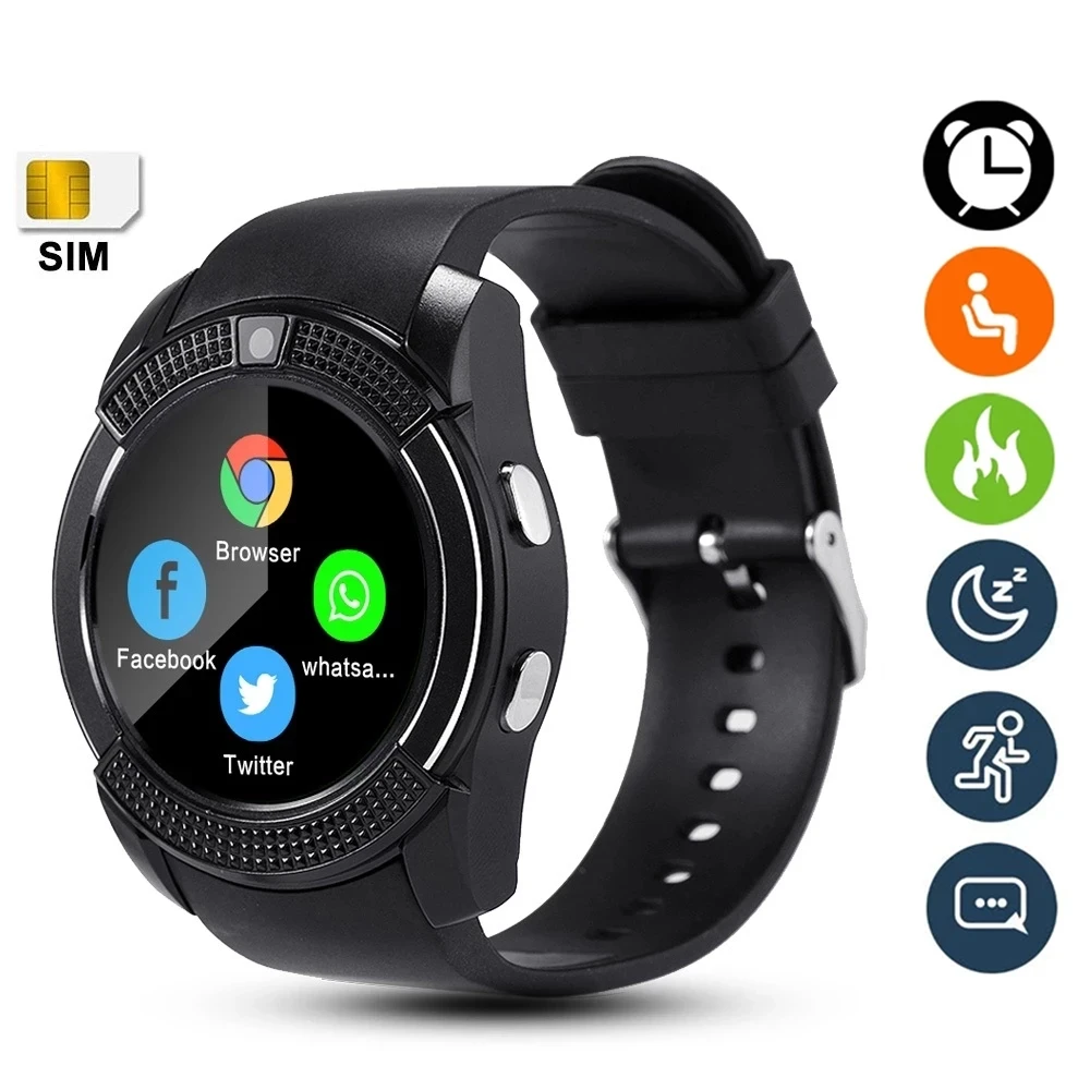 New Trending Dual Sim V8 Reloj Smart Watch for Android Waterproof Led Smart  Watch Bands Accessories for Fitness Tracking Sleep