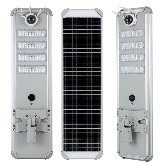 60W all in one with Solar-powered CCTV cameras street light for road parking lot lighting