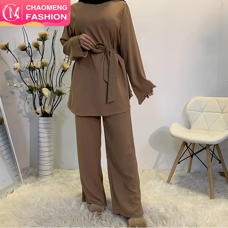 Vrouwen Blouses Moslim Sets Lange Mouwen Turkse Blouses Broek Abaya Islamitische Kleding Casual Tweedelige Set Vrouwen Blouses Moslim Sets Lange Mouwen Turkse Blouses Broek Abaya Islamitische Kleding Casual Tweedelige Set