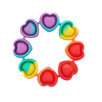 Wholesale Rainbow Color Sensory Pop Toys ADHD ADD Autism Pop Bubble Rainbow Anti-Stress Fidget Bracelet Toys for Kids