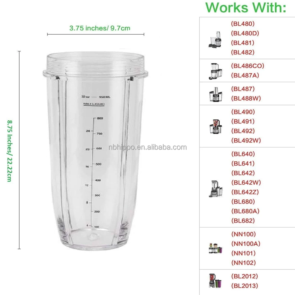 24 oz. Nutri Ninja Cup /OEM Extrator Blade and Sip Lid BL450 BL480 BL481,  more!