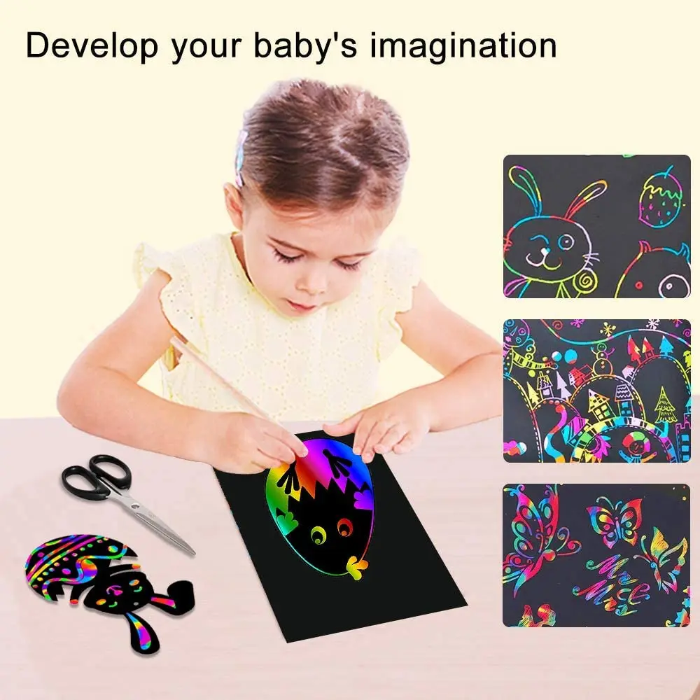 10pcs/lot Child Kids Magic Scratch Art Doodle Pad Painting Cards