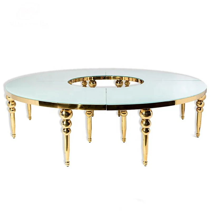 Luxury Golden Moon Table Half Round Stainless Steel Wedding Dining Table for Events