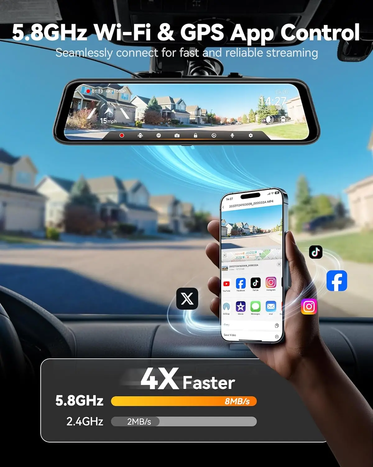 Wolfbox G850Pro Distributor Mirror Reversing 12" Touch Screen 4K Support GPS Full Hd Car Black Box Dash Cam Video Camera