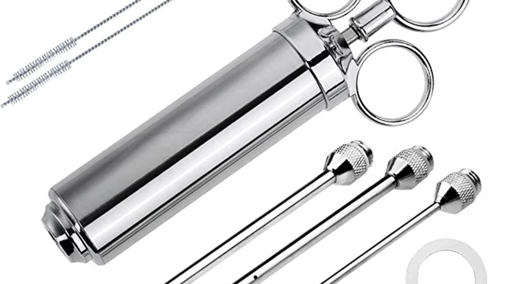 Bbq Flavor Injection Syringe Stainless Steel Needles Kit Turkey Marinade Injector For Roasting