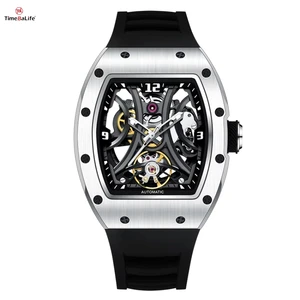 Hot Selling Custom Waterproof Rubber Watch Luxury Fashion Sports Shape Hollow Automatic Mechanical High End Barreling Watches