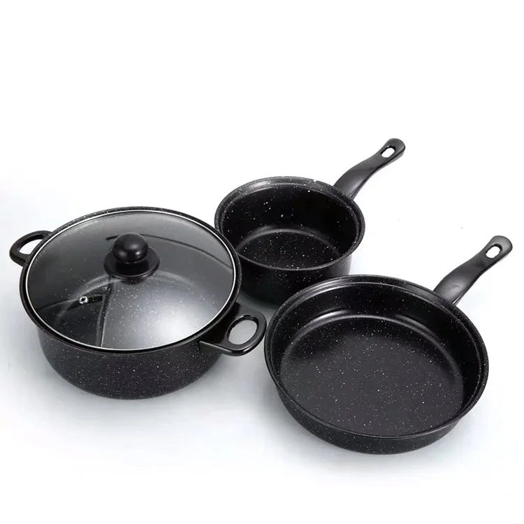 Промоакция, 4 шт. сковорода с наклейкой, экологически чистая антипригарная сковорода из углеродистой стали, кастрюля для соуса, набор кастрюль с покрытием и стеклянной крышкой