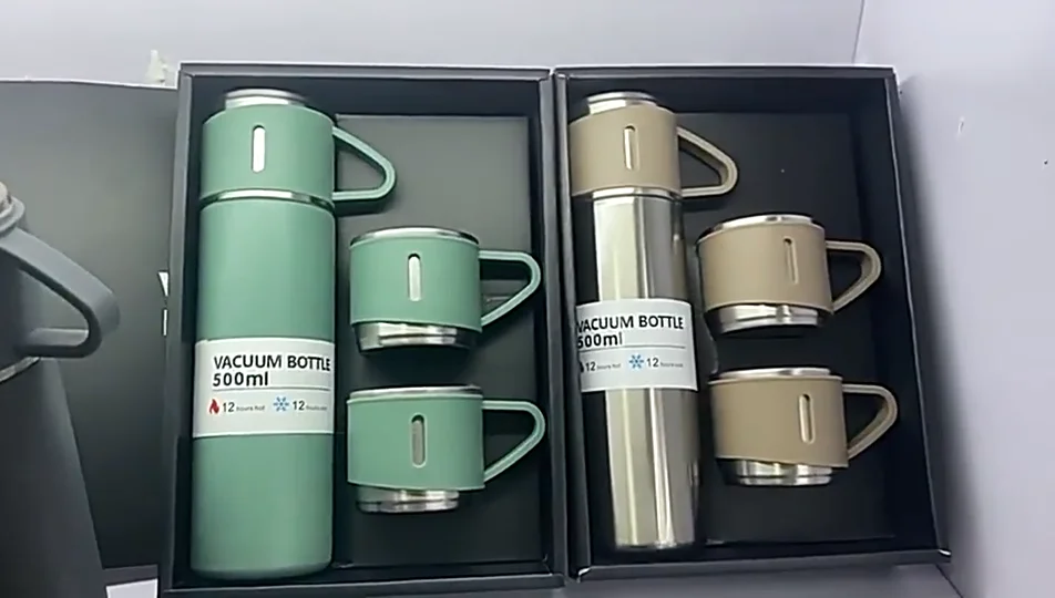 Hot Selling 17oz Stainless Steel Vacuum Flask with Cup Set
