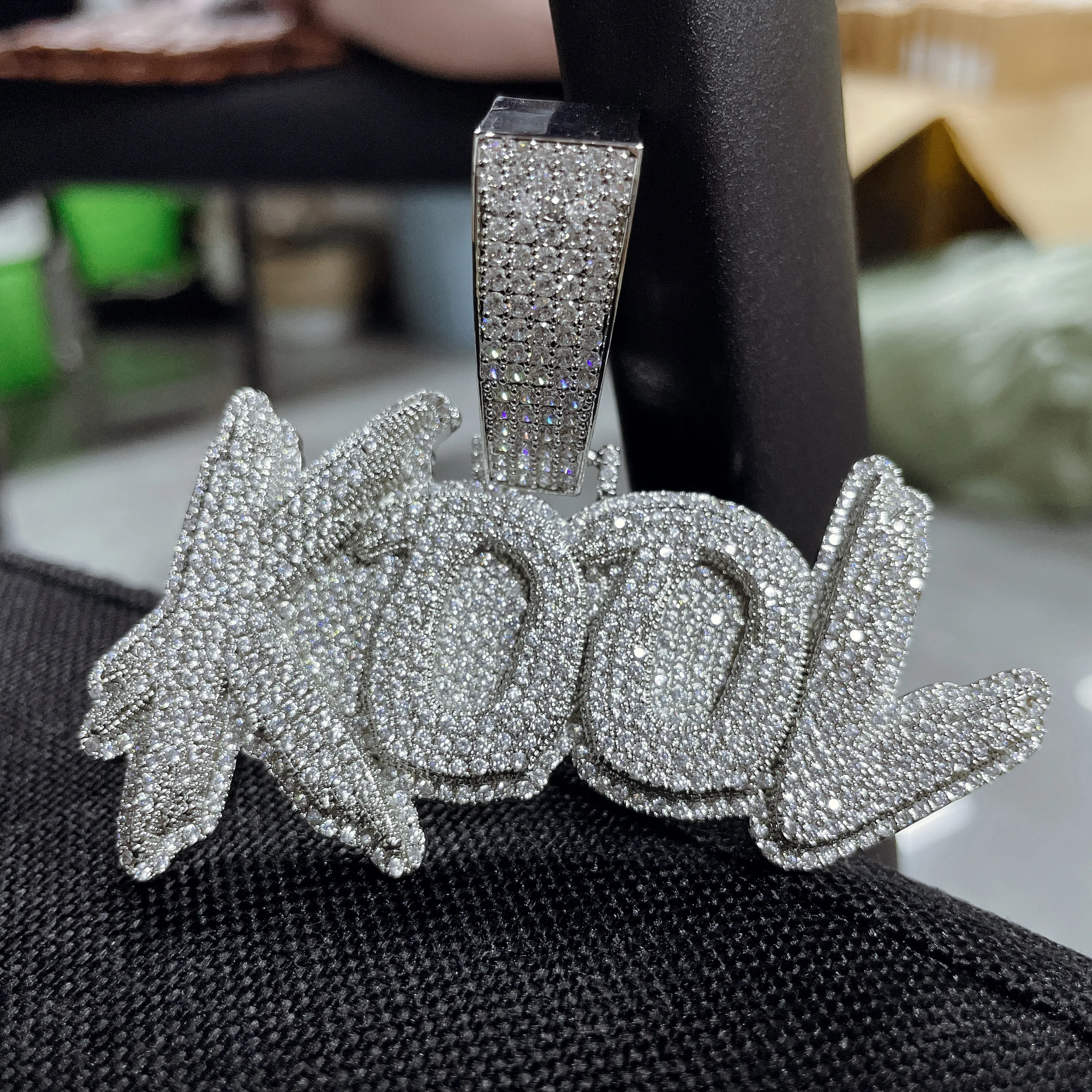 Hip Hop Necklace Burr Name Number Double Layer Two Color Necklace Full Rhinestone Zircon Capital Custom Letter Pendant Necklace