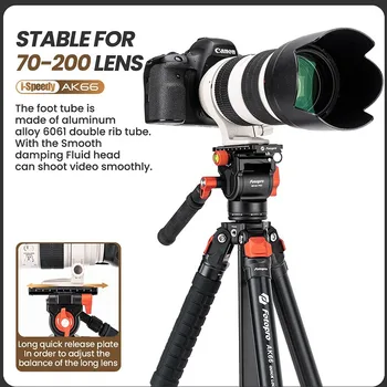 Professional Video Tripod Semi-automatic Locking System Fluid Head Tripod for Dslr for 70-200 Lens Fluid Head Tripod detail image