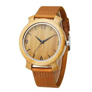 Vintage Luminous Water Resistant Natural Bamboo Wood Quartz Wrist Watch for Festival Gifts