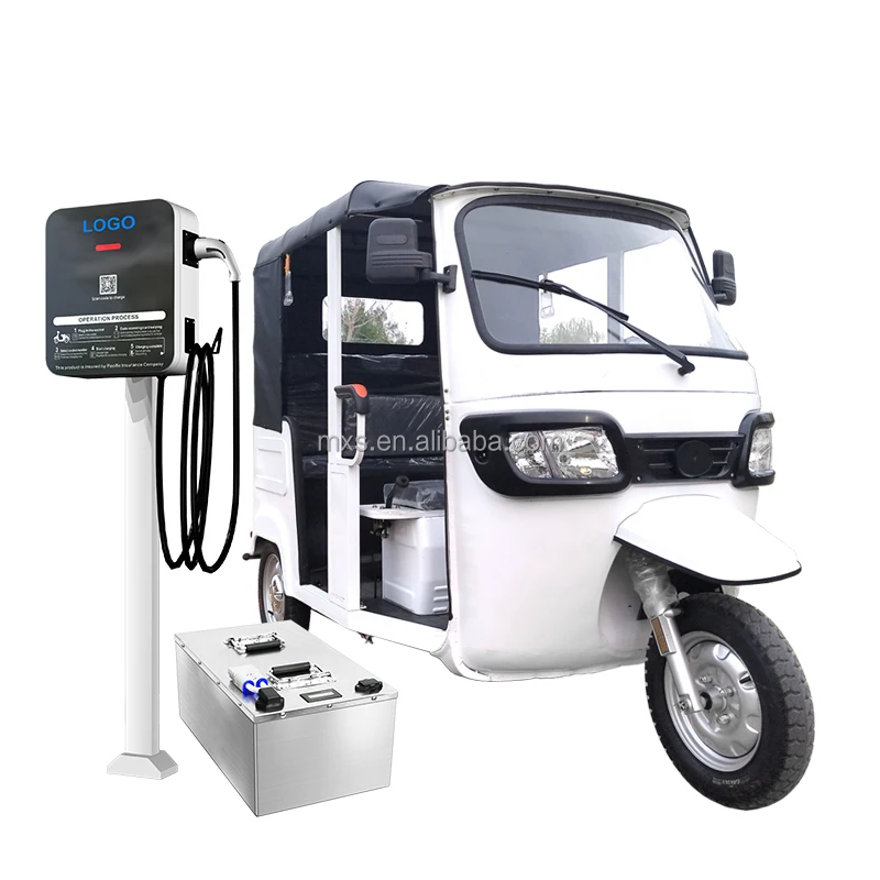 Fast Charging Electric Rickshaw for Adult Three-wheeler Tuk-tuk with Smart Battery Fast Charging Electric Tricycle