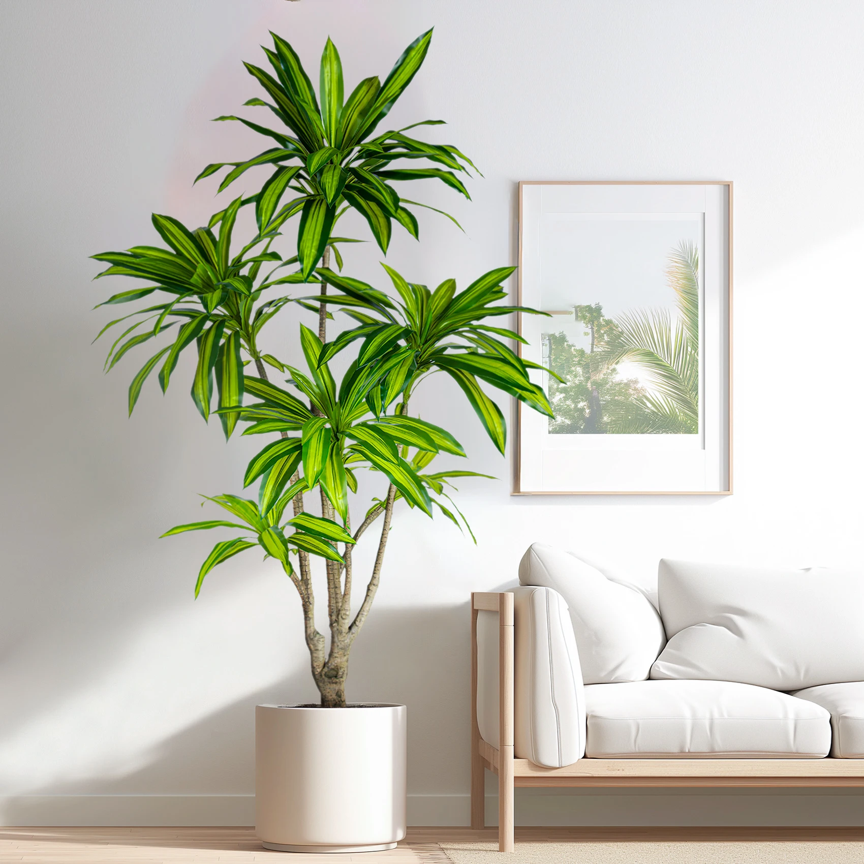 Brazilian Iron Tree Simulated Dracaena Fragrans Decorative Artificial Bonsai Grass Leaf-Type Leaves Home Office Outdoor Hotel