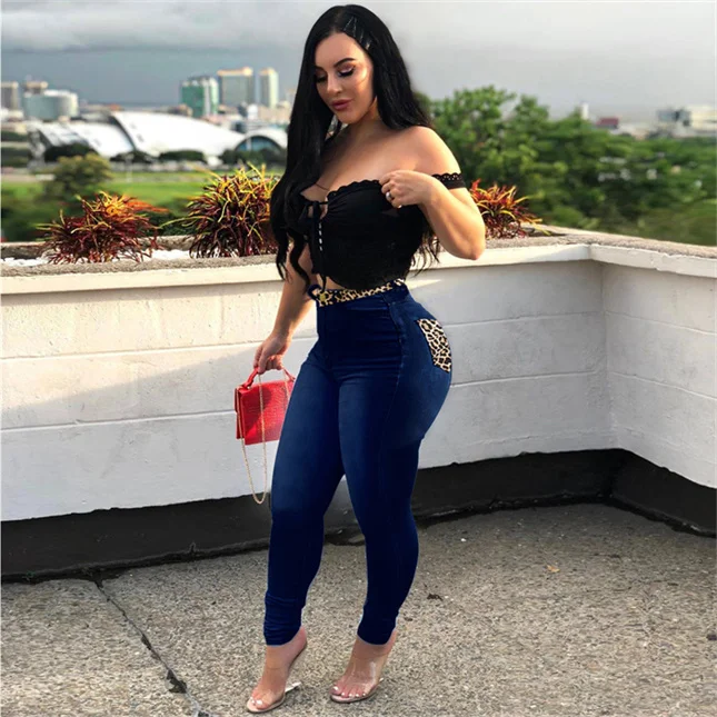 Mayoreo-pantalones Ajustados De Poliéster Para Mujer,Pantalones De Cintura  Alta Con Bolsillos Apilados Y Agujeros - Buy Clásico Spandex Azul De Las  Mujeres Pantalones Vaqueros,Plus Tamaño Pantalones Vaqueros De Las Señoras  Pantalones,Los Pantalones